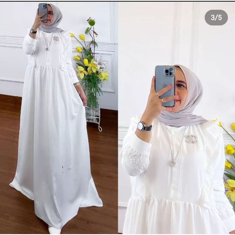 SYARMILA DRESS | GAMIS POLOS KOMBINASI RENDA