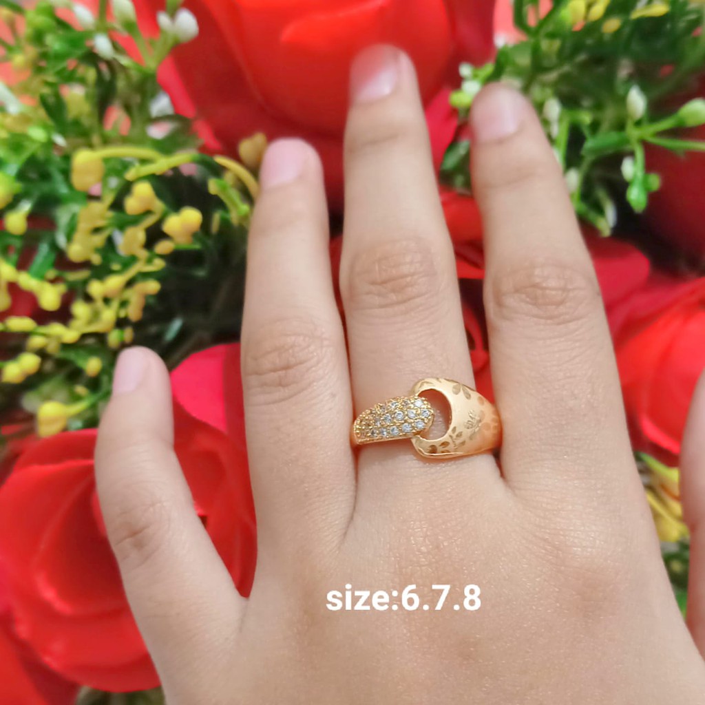 Cincin Dewasa Permata Zircon Gold Perhiasan Wanita (COD)