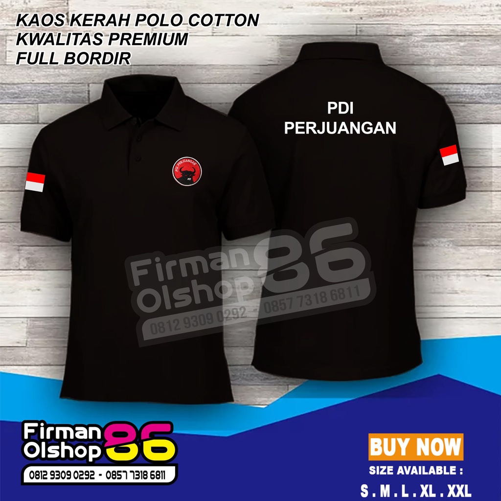 KAOS POLO PDI PERJUANGAN polo shirt PDIP Kaos PDI PERJUANGAN Kaos kerah PDIP Kaos polo shirt PDI ful