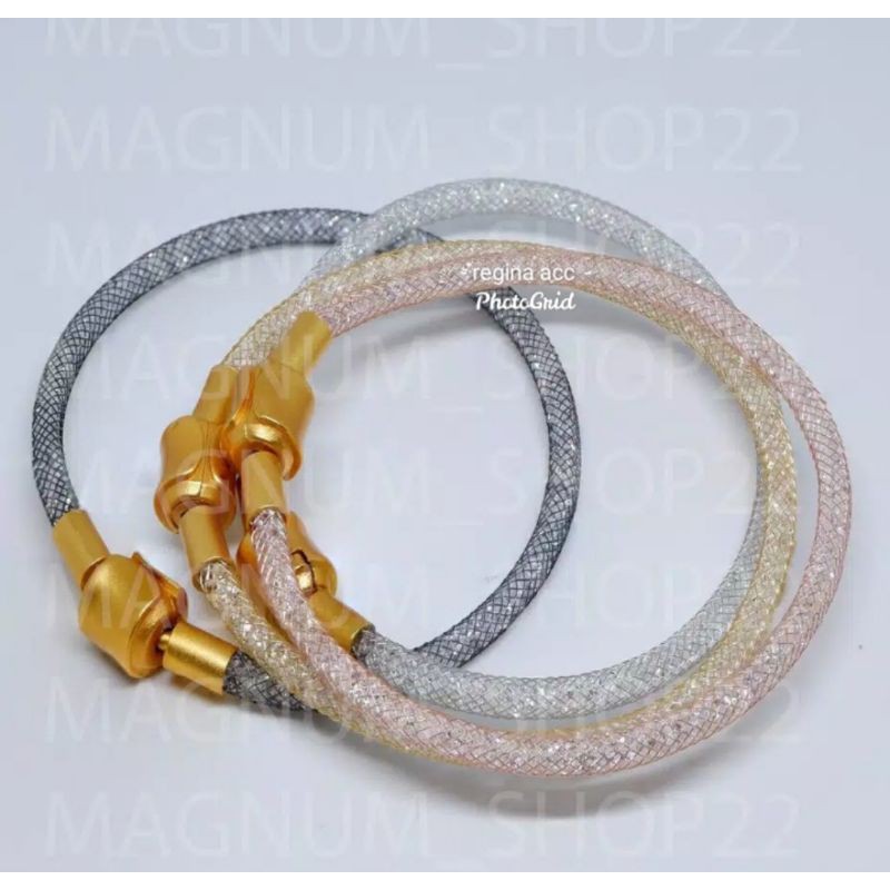 GELANG KAWAT KRISTAL SWAROVSKI PANDORA GELANG GELITER GELANG KAWAT PANDORA