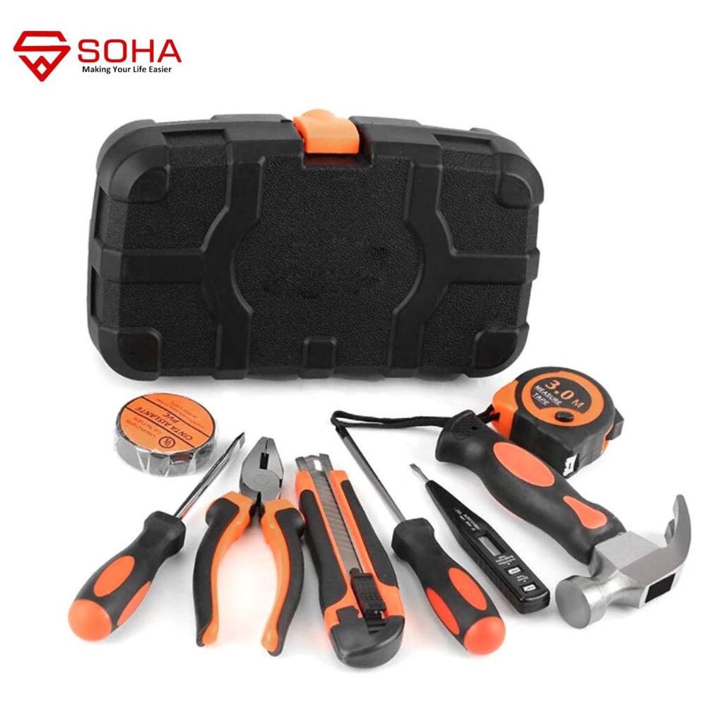 ART-027 9in1 Toolkit Alat Set Perkakas 9 in 1 Toolset Tang Palu Obeng Cutter Meteran Toolbox Tool