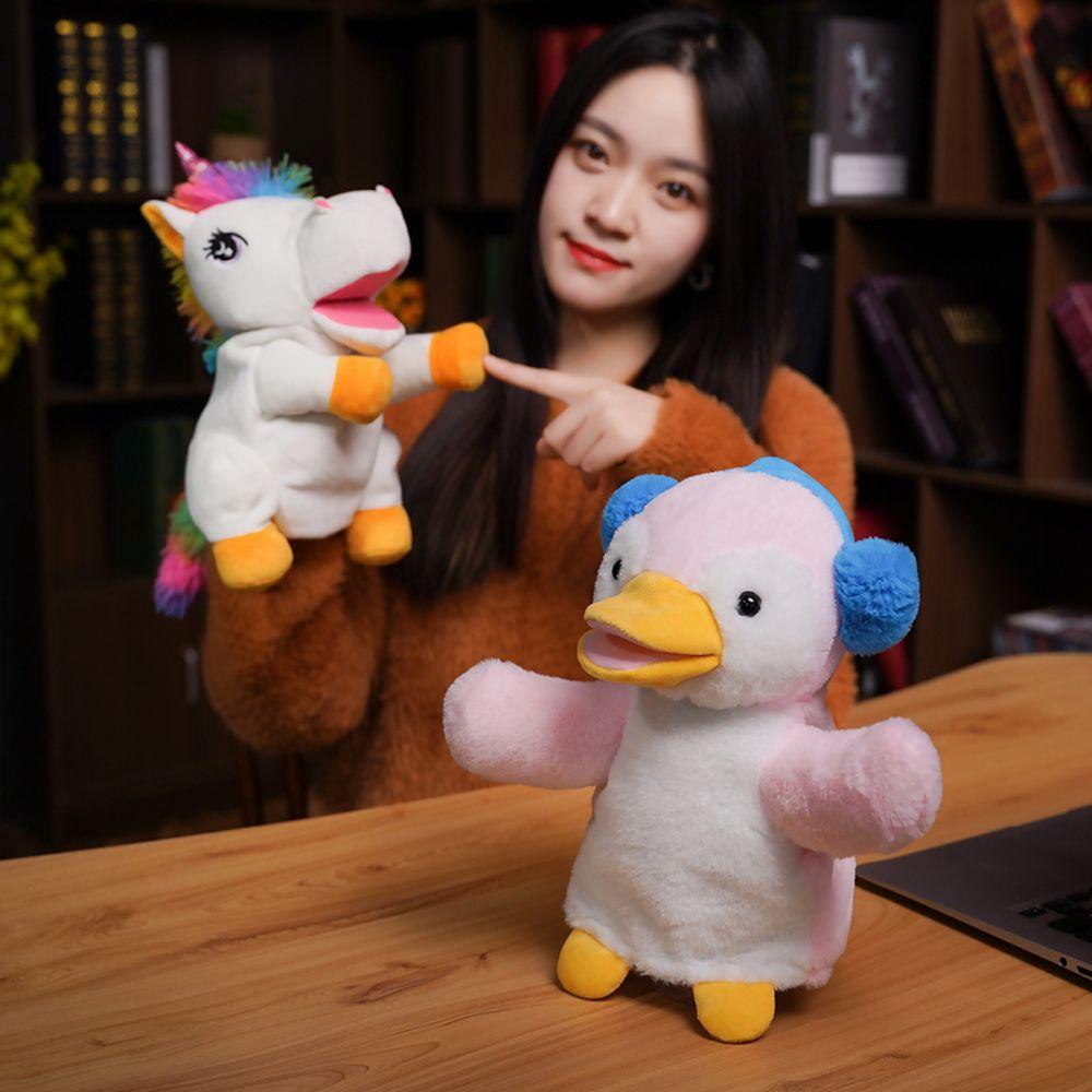 Quinton Hewan Plush Tangan Wayang Sapi Unicorn Kreativitas Mainan Anak Bermain Boneka Pertunjukan Wayang Kartun Hewan Mainan Edukasi Boneka Mainan