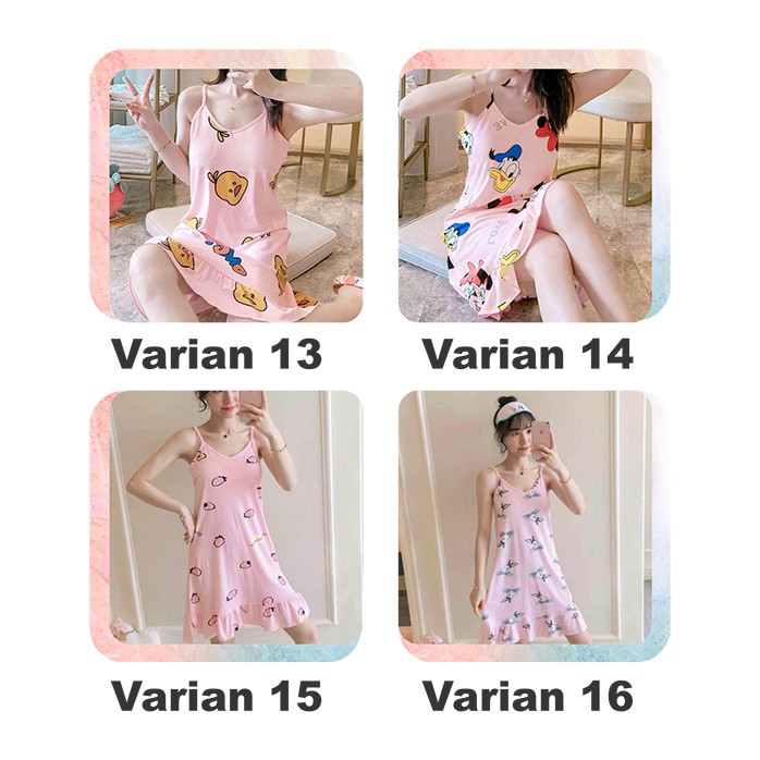 ❀ Chingu ❀ PW062 [2] COD Baju Tidur  Pakaian Daster tanpa Lengan Santai Wanita Motif Lucu