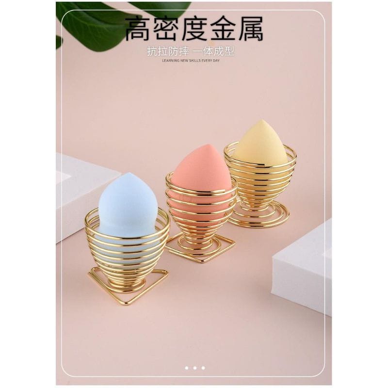 Pretty Rak Spons Bedak Cushion Puff / Stand Beauty Makeup Blender Sponge / Makeup Egg Puff Stand Holder Metal