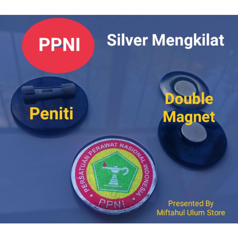 PIN PPNI - Silver Mengkilat - Pengait Peniti &amp; Pengait Double Magnet