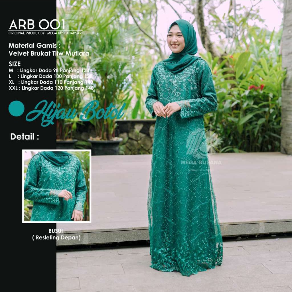 ARB-001 Dress Brokat Pesta / Baju Kebaya Modern Untuk Pesta Pernikahan 2021 Gaun Pesta Muslimah Elegan Gaun Pesta Anak Perempuan