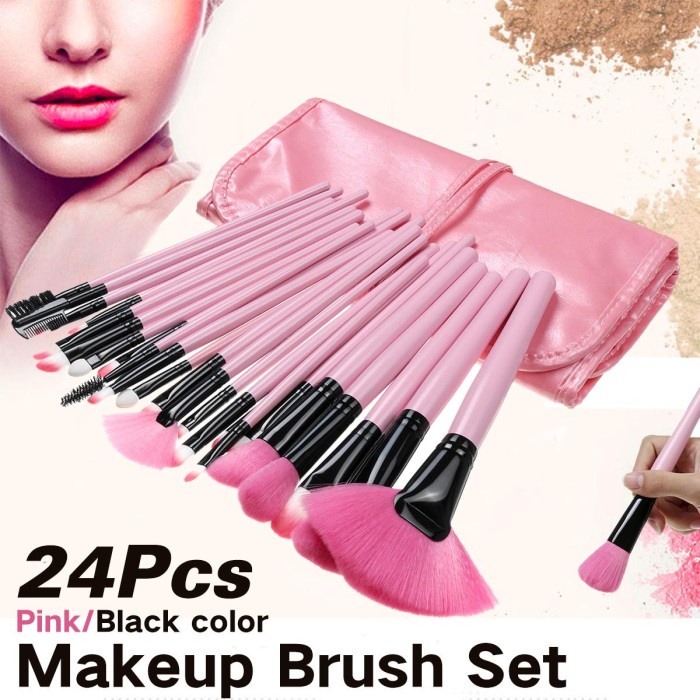 [COD] KUAS DOMPET PINKMake up for you brush set isi 24pcs dengan Bulu Kuas Halus Tidak Mudah Rontok