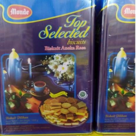 

Monde Top Selected Biskuit Aneka Rasa 1050gr Kue Roti Kaleng