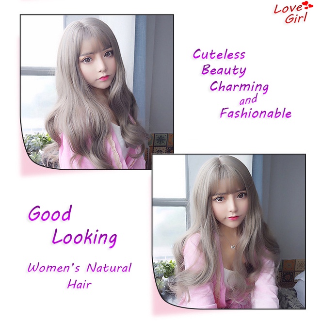 Wig Rambut Wanita Long Curly Hair Style Korean Version Kualitas Premium / Natural Wig