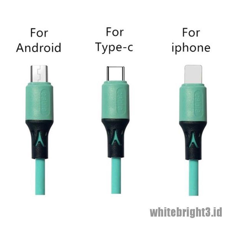 &lt; White3 &gt; Kabel Data / Charger USB 5A Fast Charging Bahan Silikon Panjang 1.2m / 1.8m