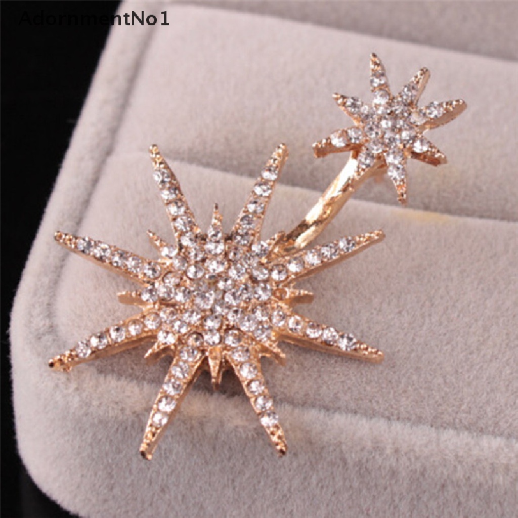 (AdornmentNo1) Anting Tusuk Gantung Desain Snowflake / Bintang Hias Kristal / Berlian Imitasi Untuk Wanita