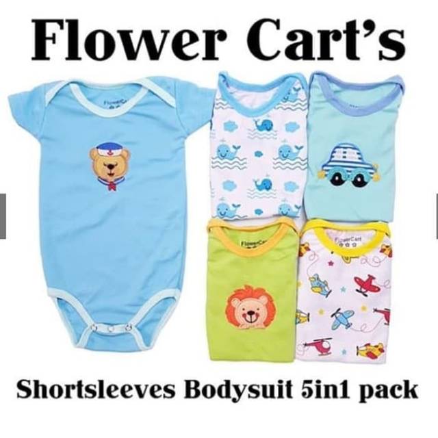 FLOWER Carts Bodysuit Jumper 5in1 Lengan Pendek Baju Bayi Baju Kodok Terusan Baby Jumper