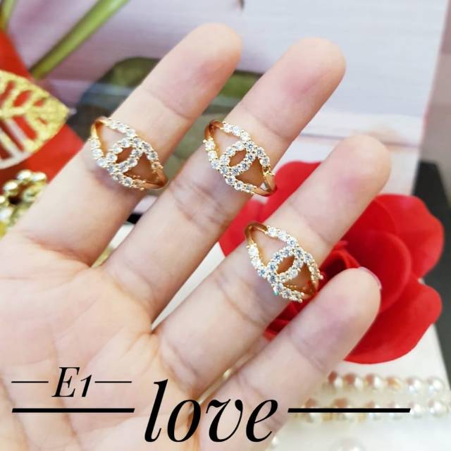 (JUN) TERMURAH Set Perhiasan Lapis Emas Xuping Cincin Chanel Permata Satuan Gold Mewah Titanium Asli