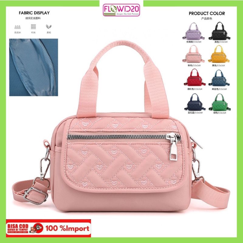 107 tas selempang wanita import sling bag wanita hand bag bahan nilon parasut