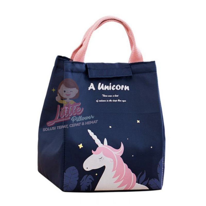 Tas Bekal Lunch Box Set Cooler Bag Unicorn Kotak Makan Termos Panas - Tas Bekal Anak - Tas Bekal Anti Panas