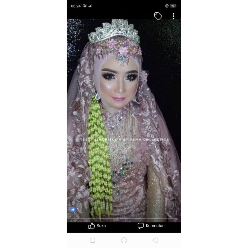 (COD) Headpiece V hiasan kepala hiasan hijab pengantin