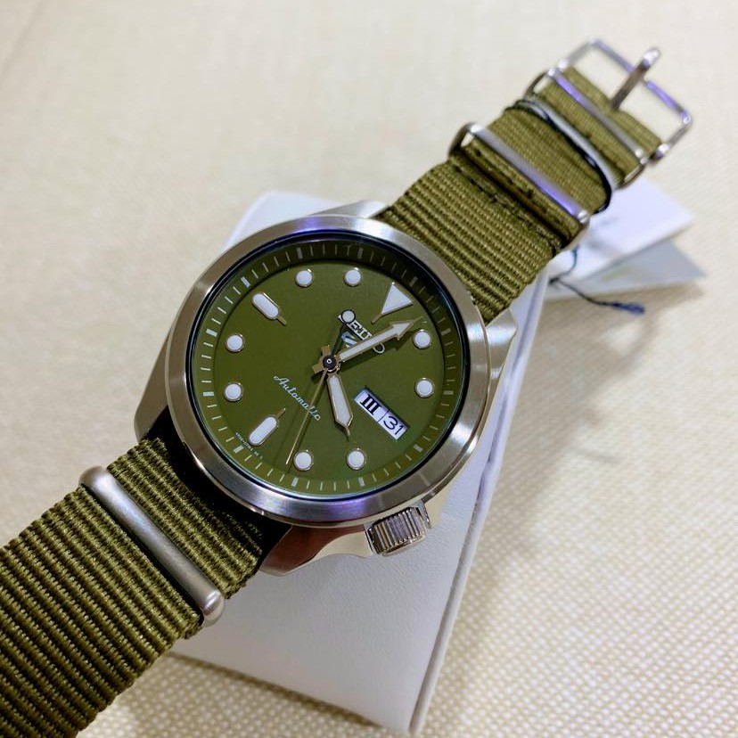 Seiko 5 Sports SRPE65K1 Automatic Green Nylon - Jam Tangan Pria SRPE65