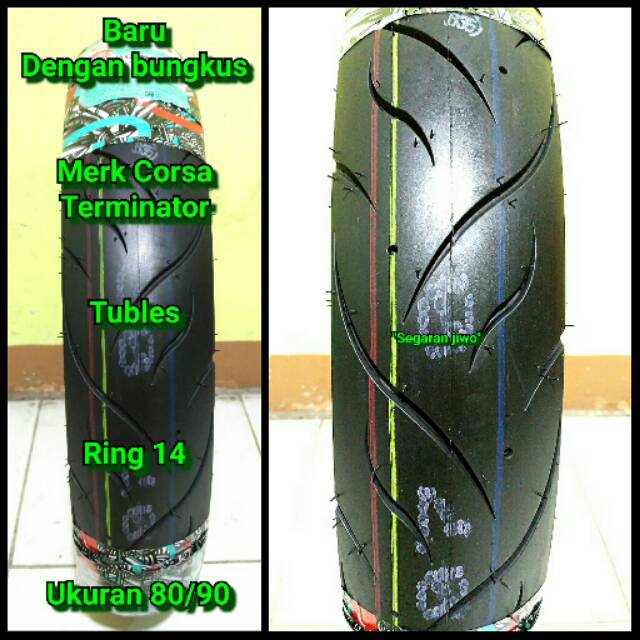 Ban tubles motor matic ring 14 Ukuran 80/90 merk corsa terminator ban depan honda Beat Vario 110 125