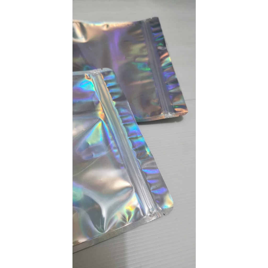 STANDING POUCH ZIPLOCK CLEAR HOLOGRAM GLOSSY KEMASAN SNACK