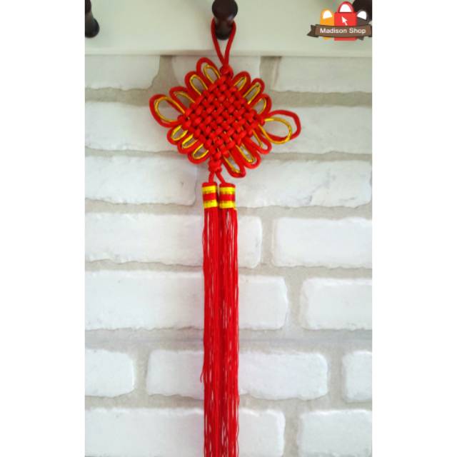 CHINESE KNOT MERAH EMAS LUCKY CHARM GANTUNGAN HOKI HIASAN PARCEL IMLEK DEKORASI MURAH GROSIR