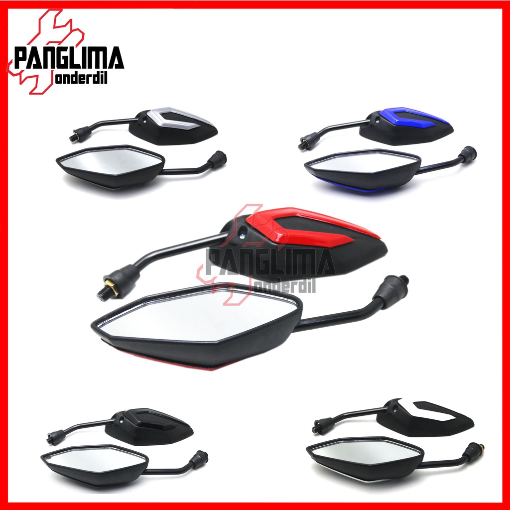 Spion Variasi Semua Jenis Motor Honda Drat Kanan Baut 14 Putih-Merah-Biru-Hitam-Silver Beat-Vario-Scoopy-Spacy-Revo-Grand-Supra-PCX Sepion-Kaca Set