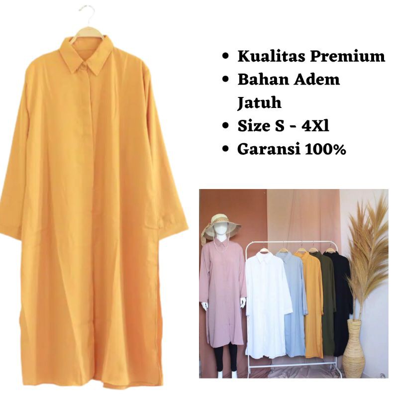 Baju Atasan Tunik Wanita Muslim Wolfis Premium Polos Jumbo