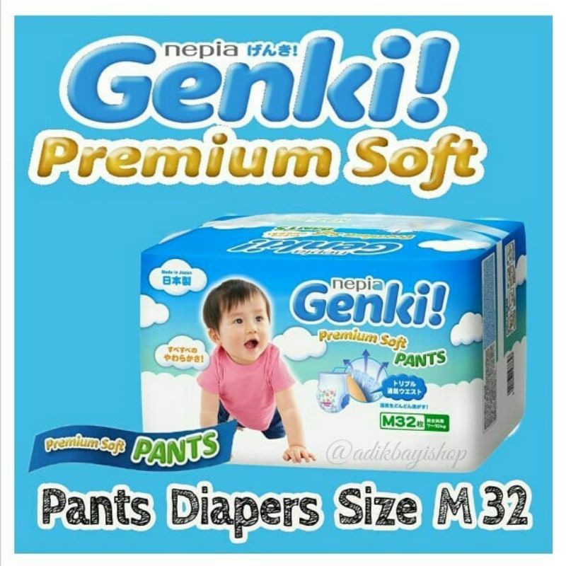 Jual Nepia Genki Premium Soft M32 Pants Popok Bayi Sekali Pakai Celana ...