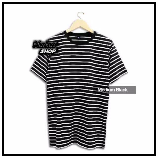  Kaos  Polos  Pendek Stripe Series Bahan  Soft Katun Kombed 