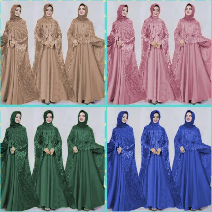 New Gamis Pesta Brokat Cape Mewah Elegan Bridal Muslim Pengantin Lamaran