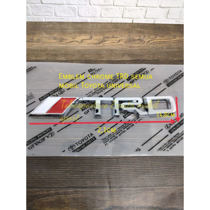 Emblem stiker logo Lambang Tulisan Huruf Toyota TRD chrome model tempel TRD trd universaL mobil