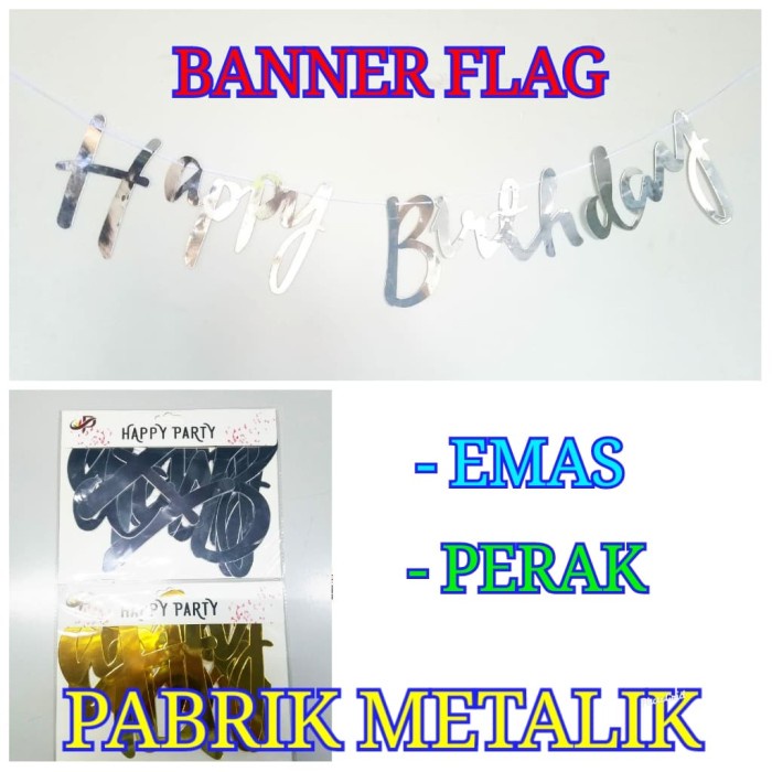 

Banner Happy Birthday / Banner Flag / Bunting Flag - Emas
