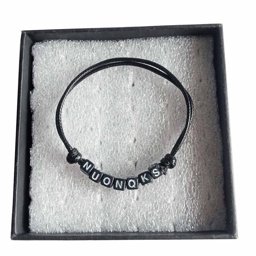 12 Pcs (1 Lusin) Gelang Tangan Korea Abjad Tali Hitam