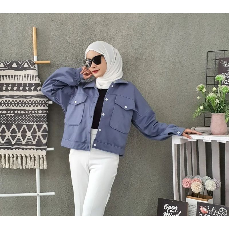 Ausy Jaket Crop Wanita | Sweater Kancing Jaket Wanita | Jaket Wanita Ootd Wanita Fashion Terbaru