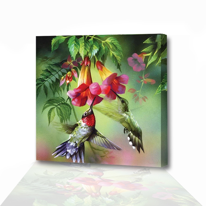 Diy Lukisan Diamond 5d Dengan Gambar Burung Dan Bunga Untuk Hiasan