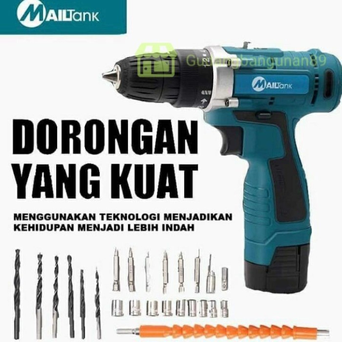 Mesin Bor Baterai Tembok Cordless Drill Mailtank SH189 18V Tanpa Kabel