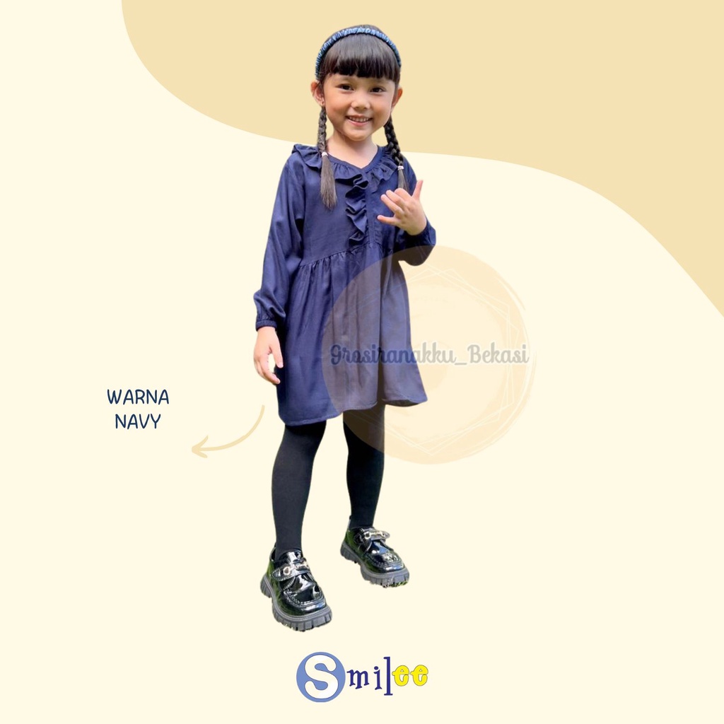 Tunik Anak Raisa Smilee Rayon  Warna  Navy Size 2-10 Thn