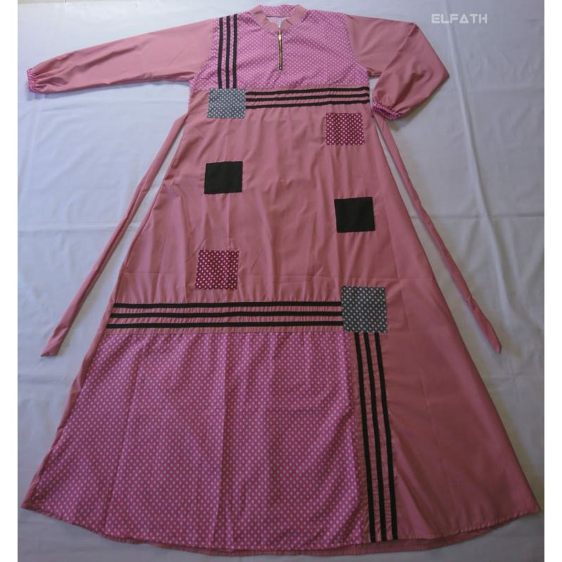 Gamis toyobo ninos polka 002/gamis terlaris/gamis terbaru/gamis tercantik/gamis elfath-pink