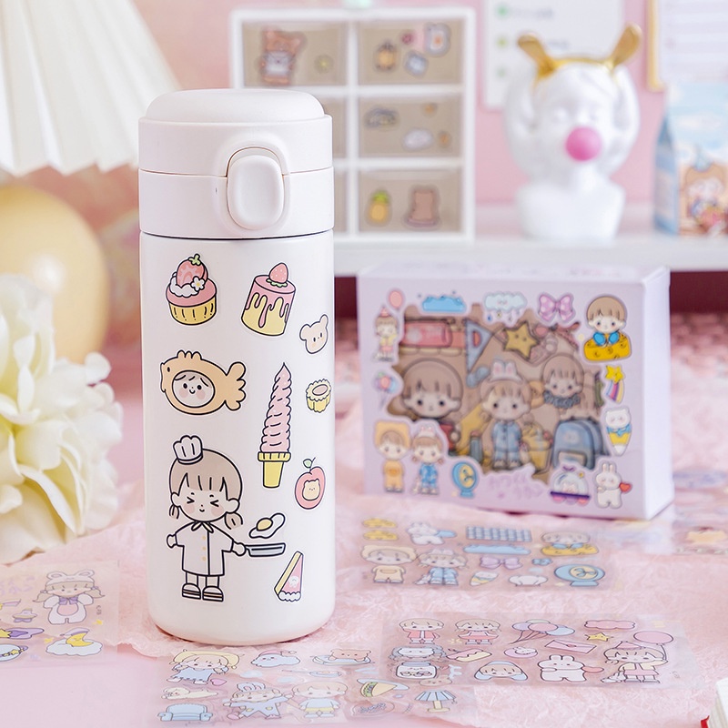 

[DZ] ST514 -10 Lembar Set Sticker PET DIY Scrapbook Stiker Hias Lucu in Box