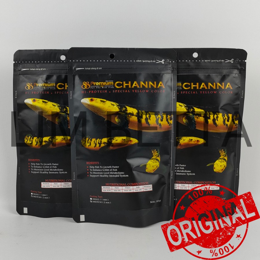 PREMIUM 88 YELLOW CHANNA 100 GRAM 2MM - PELET IKAN CHANNA