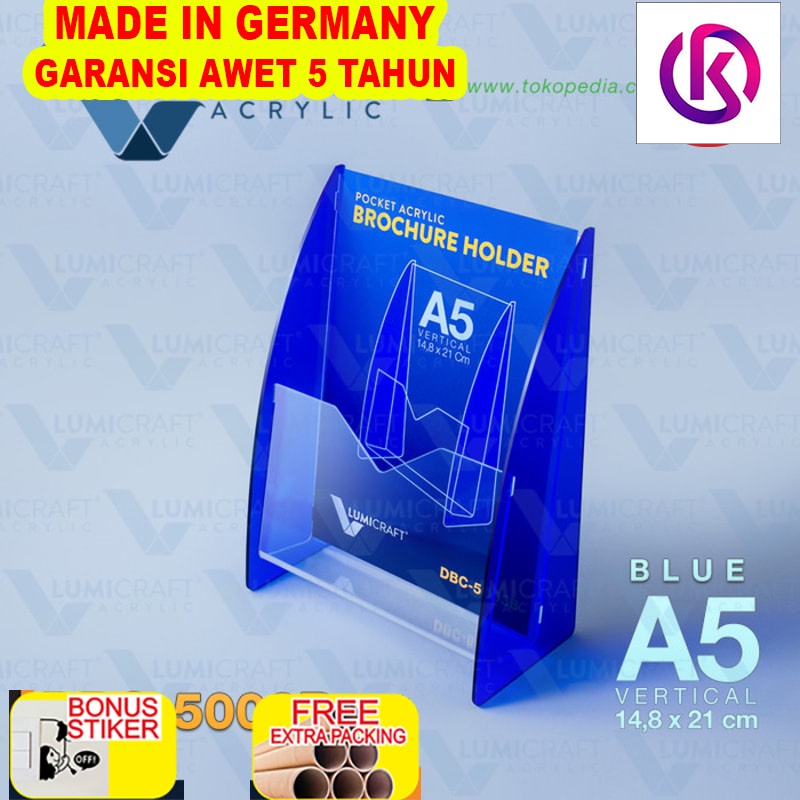 

Terlaris Brochure/Brosur Holder/Stand Acrylic/Akrilik Pocket Blue - A5