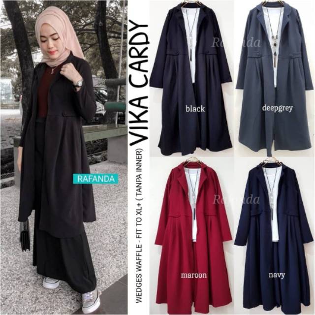 Vika Cardy, KARDIGAN WANITA MUSLIM CANTIK BAHAN WEDGES WAFFLE LD 98-110 TERMURAH PALING LARIS OOTD