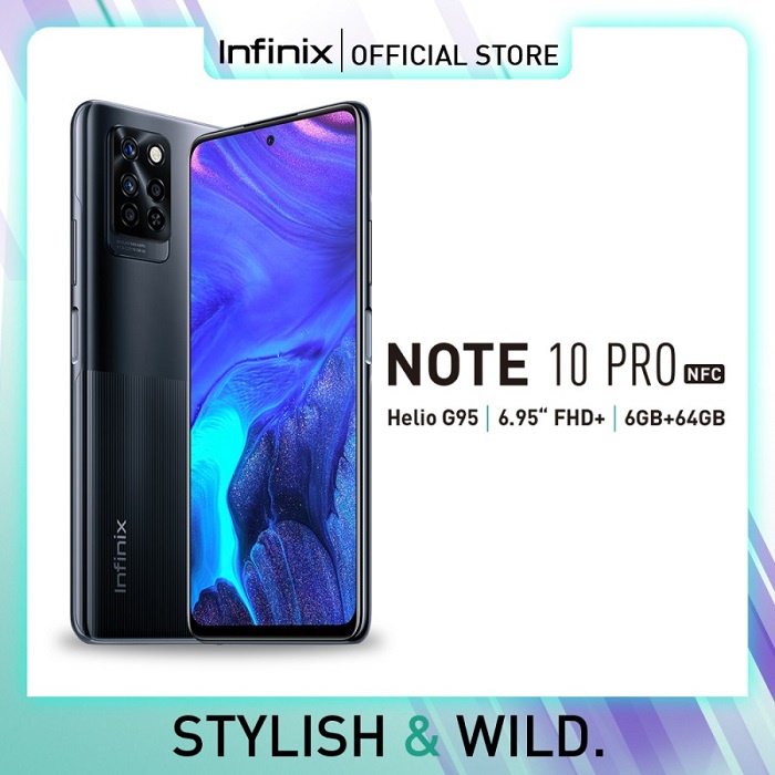Handphone Infinix Note 10 Pro NFC 6/64 GB Helio G95 5000mAh - HP Resmi-Black