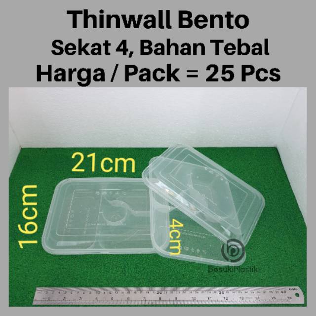 Thinwall Bento Sekat 4 TEBAL / Thinwall Bento OTIPACK OTH-2 / Box Bento Bening Thinwall Catering