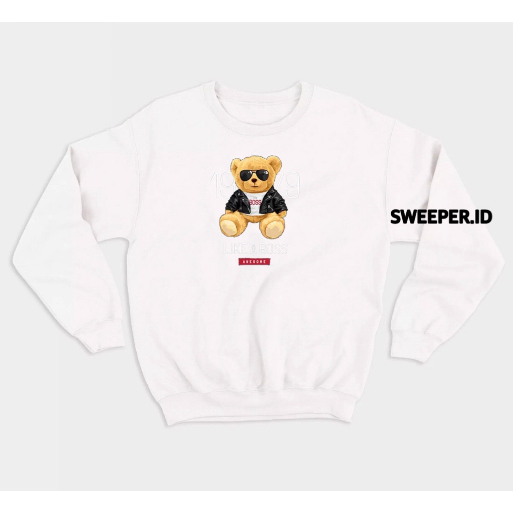SWEATER CREWNECK TEDDYBEAR LIKE A BOS BAHAN FLEECE BAHAN FLEECE