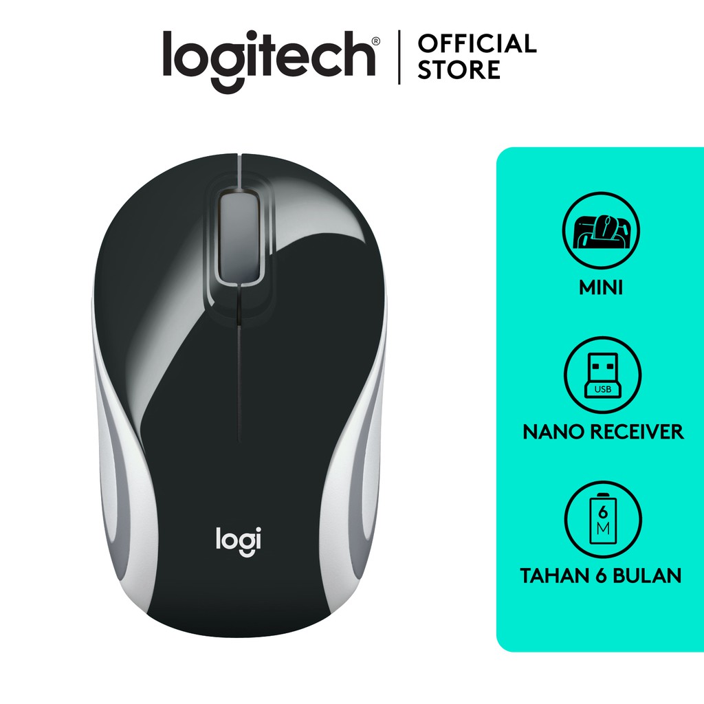 Logitech M187 Mouse Wireless Mini Portable - Black