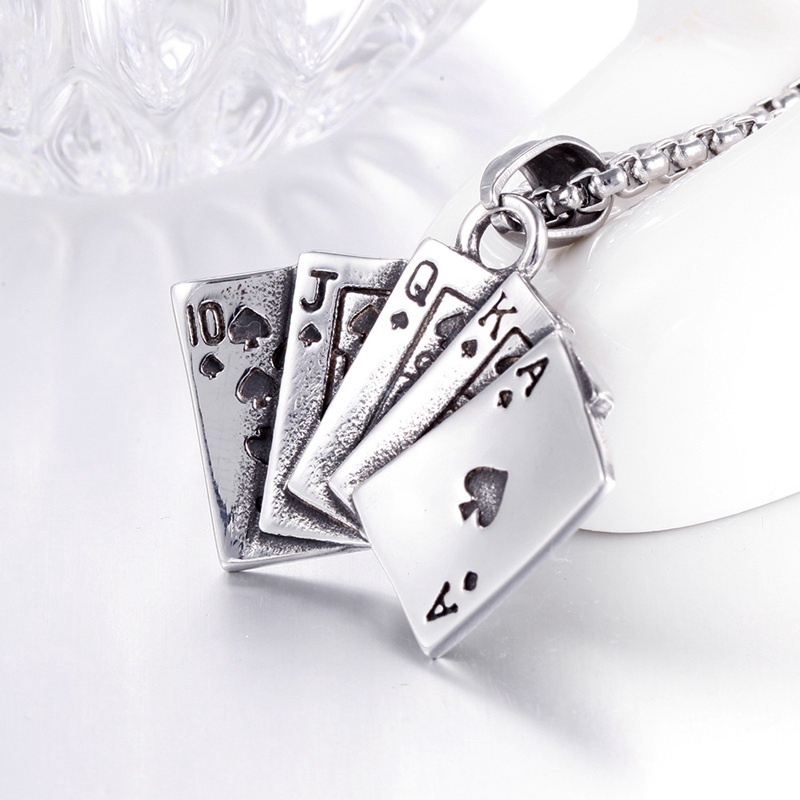 New men's fashion poker Pendant Necklace punk jewelry