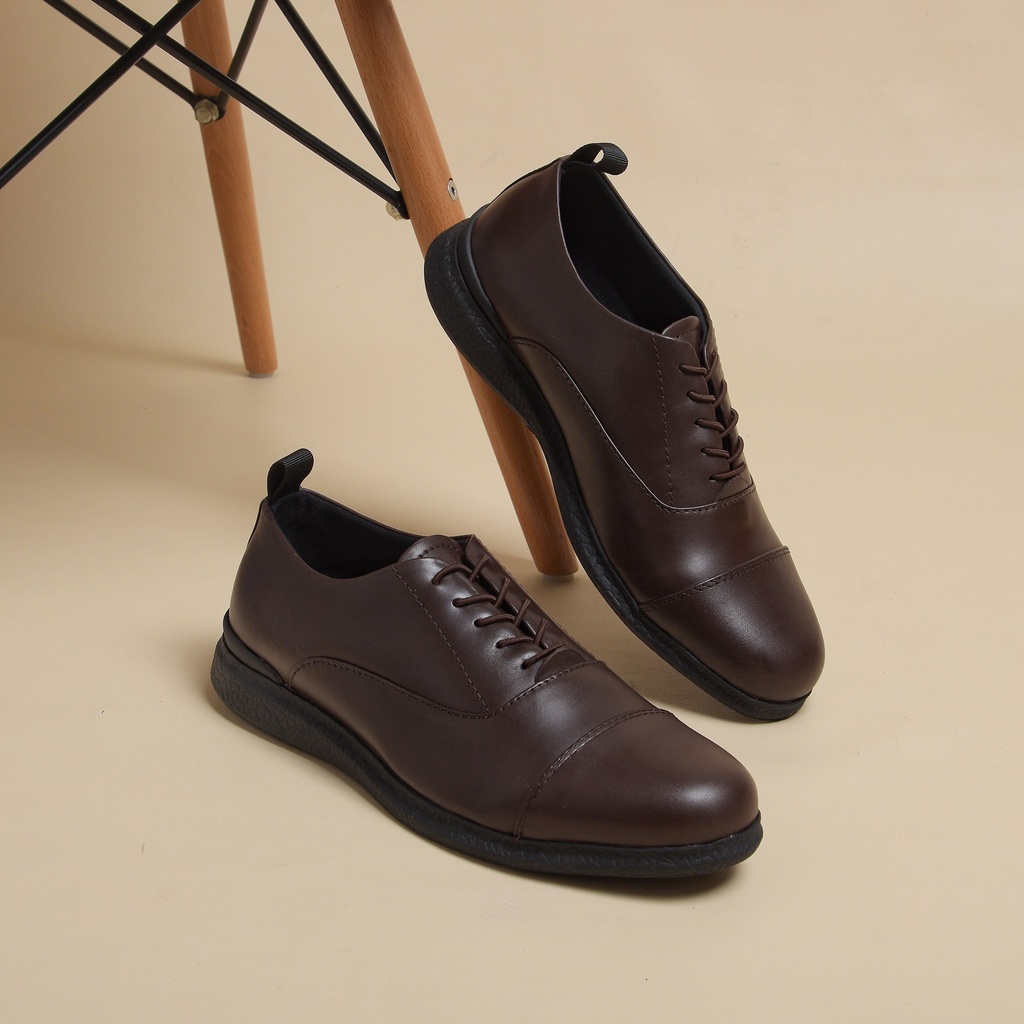 OXFORD 3.0 BROWN (Kulit Asli) - Sepatu Formal Pria Pantofel Pria Kulit Asli Casual Kerja Kantor Kuliah Pantopel Hitam Tali Kasual Original