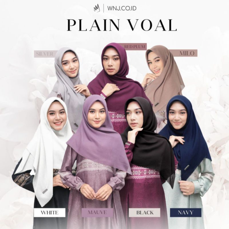READY STOK HIJAB SEGIEMPAT PLAIN VOAL BY WANOJA