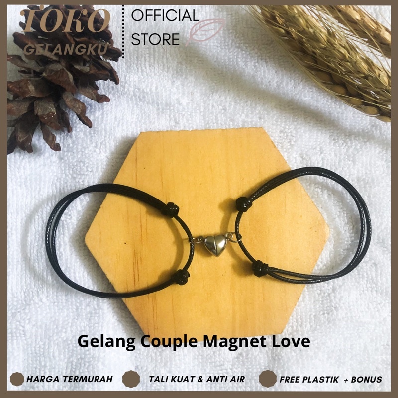 (2 Gelang) Gelang Polos Magnet tanpa inisial / Gelang waterproof / Gelang Couple Bareng Pacar dan Sahabat Simple Murah ala Vintage Hits Kenikian