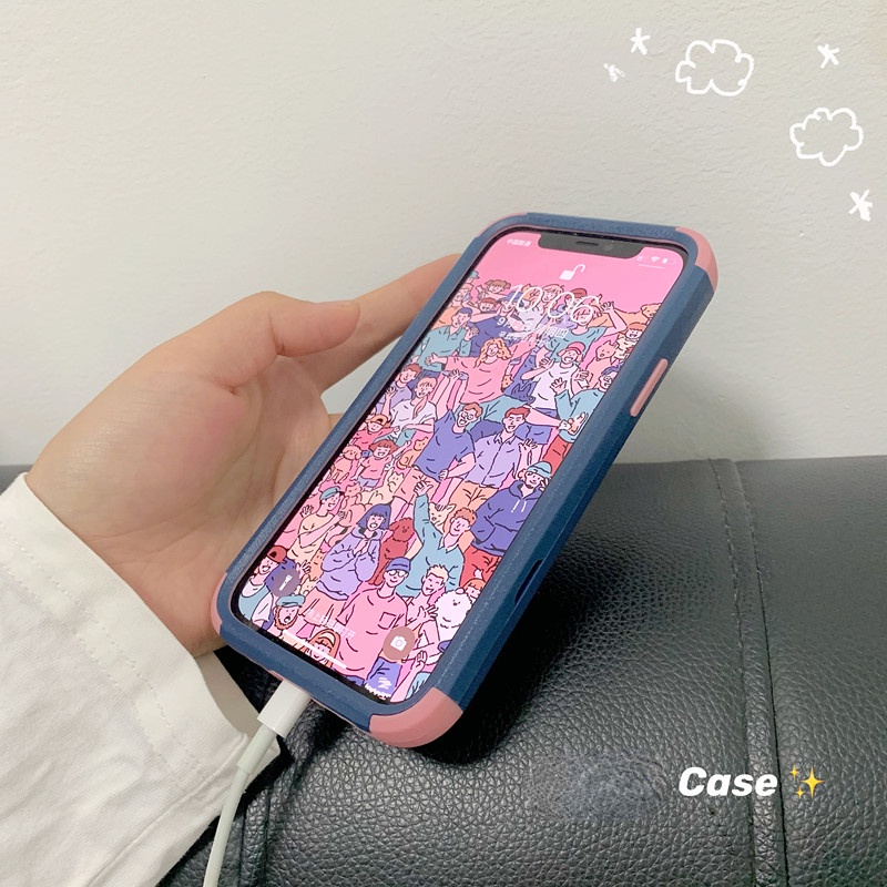 Casing Ponsel 3in1 Anti Jatuh Keras Shockproof Untuk iPhone 13 Pro Max14 12 11 Pro Max Mini XS XR X8 7 Plus+SE 2020 Casing Ponsel Phone Cover